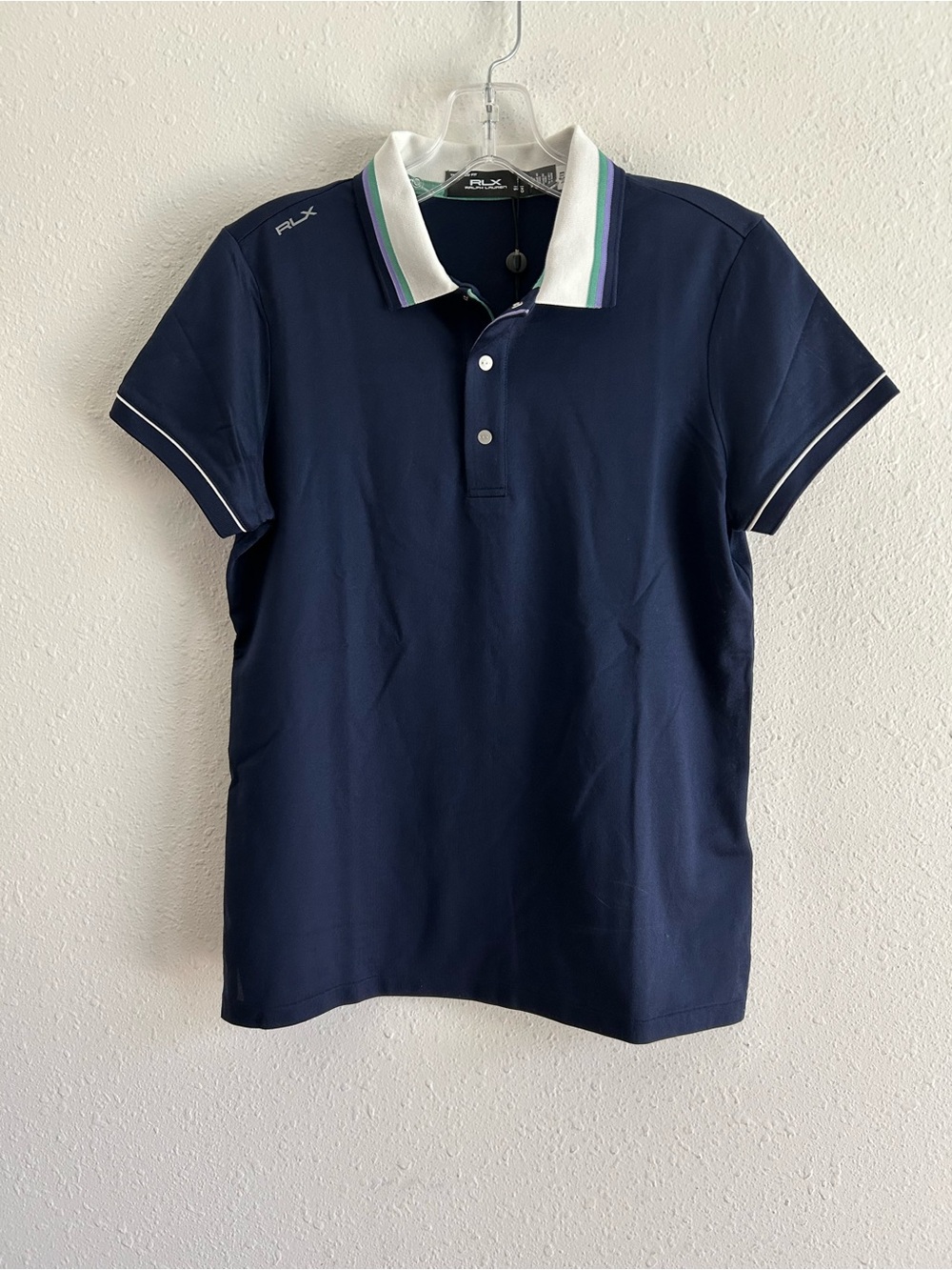 RLX Ralph Lauren Golf Shirt Women's Size S Blue Lightweight Snap Close